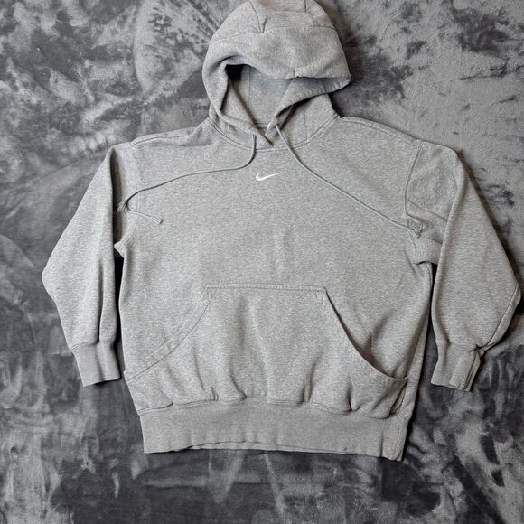 Nike Center Swoosh Long Sleeve Pullover Size Small Gray Hoodie - Picture 1 of 8